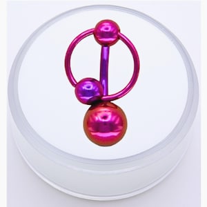 Body Jewelry, Anodized, Pink and Dark Fuscia Belly Button Ring Hoop Combo, Christina, VCH, Venus, PA, 14 gauge, 10 mm length, 8x6x8 mm balls