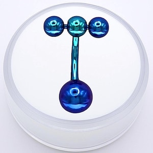 Body Jewelry, Anodized, Teal Green, Dark Blue, Belly Button Ring Barbell Combo, Christina, VCH, Venus, PA 14 Gauge, 10mm, 6x8x10mm balls