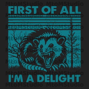 Funny Opossum Shirts Angry Opossum T-shirt, First Of All I&#39;m A Delight, First Of All I&#39;m A Delight Sweatshirt, Funny Opossum Hoodie