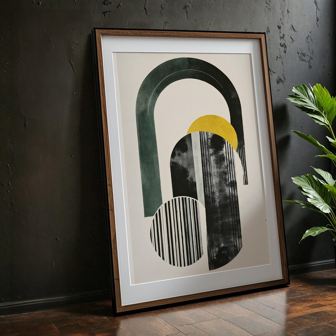 Photo inspiration: Bold Geometric Art For Small Apartments Reference: Modern Abstract Art Print Bold Geometric Poster In Black Green