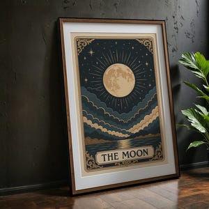 Mond Tarot Kunstdruck | Celestial Night Sky Wall Decor mit Sternen und Wolken für Zuhause, digitaler Download
