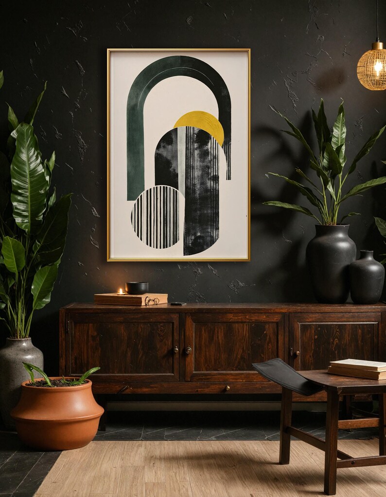 Photo inspiration: Gallery Detail: Modern Abstract Art Print Bold Geometric Poster In Black Green
