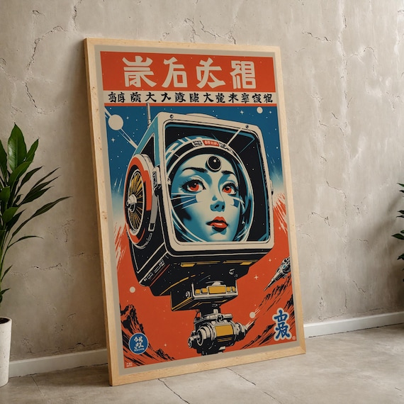 Retro Sci-Fi Space Woman Art Print: Cosmic Wall Decor (Digital Download)