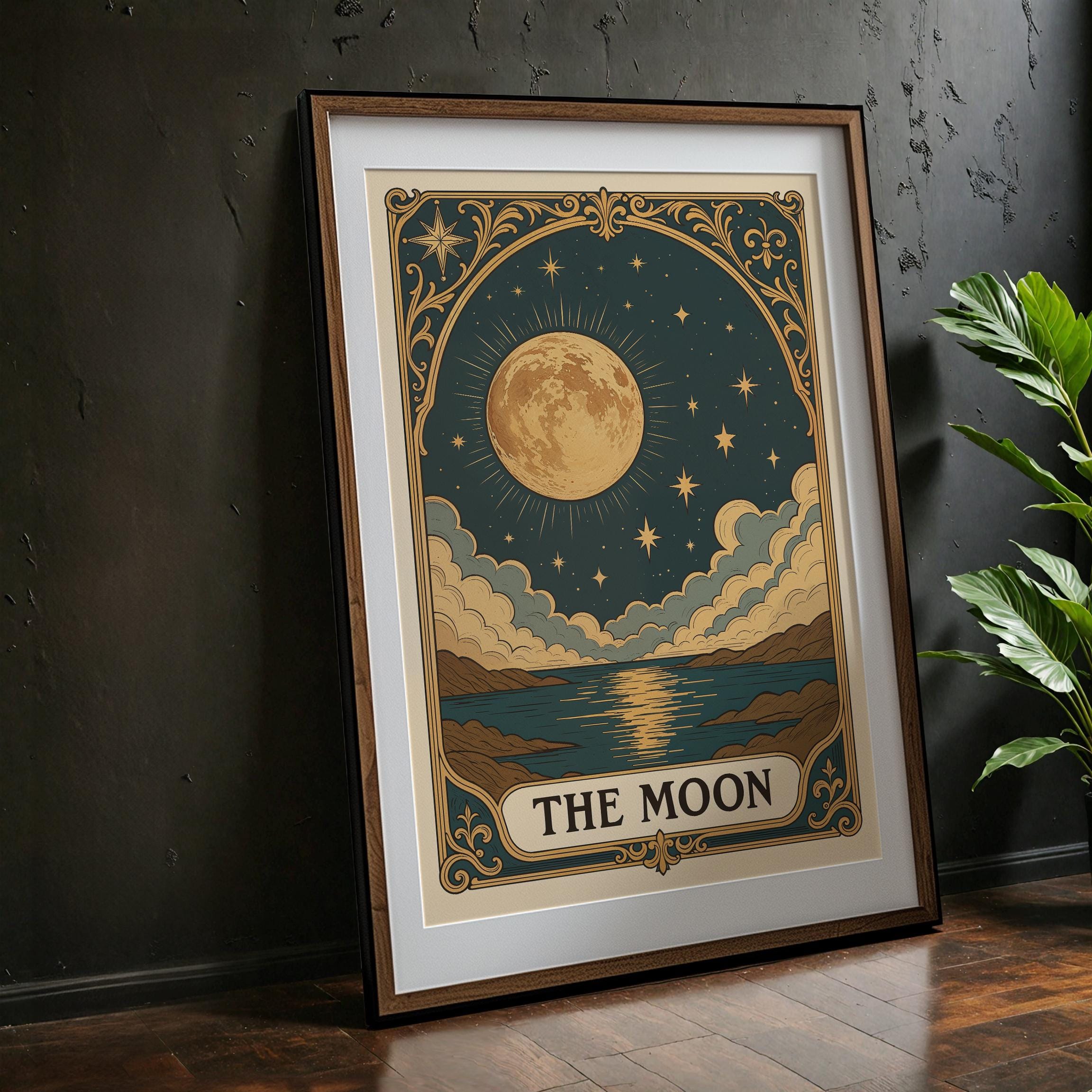 Moon Tarot Card Print: Vintage Celestial Art (digital Download) - Etsy