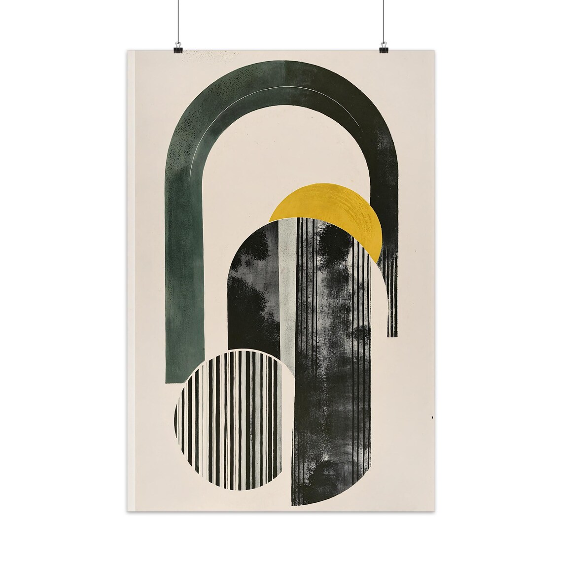 Curated visual reference: Modern Abstract Art Print Bold Geometric Poster In Black Green Photo Inspiration
