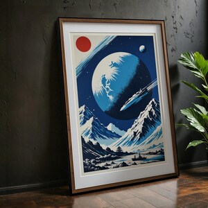 Retro Futuristic Landscape Space Art Print - Digital Download