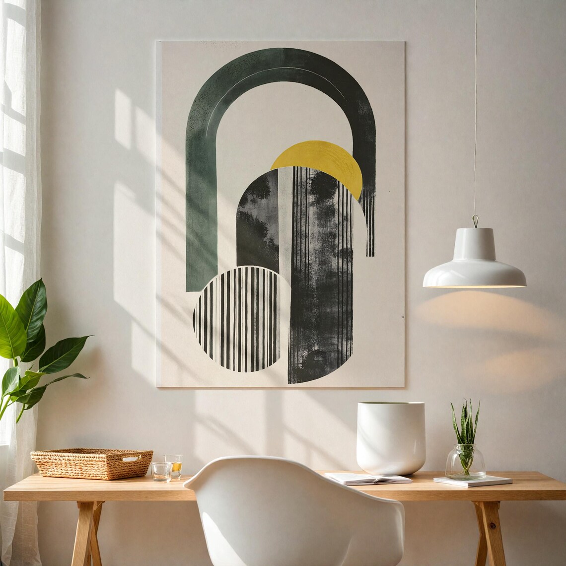 Picture Idea: Modern Abstract Art Print Bold Geometric Poster In Black Green