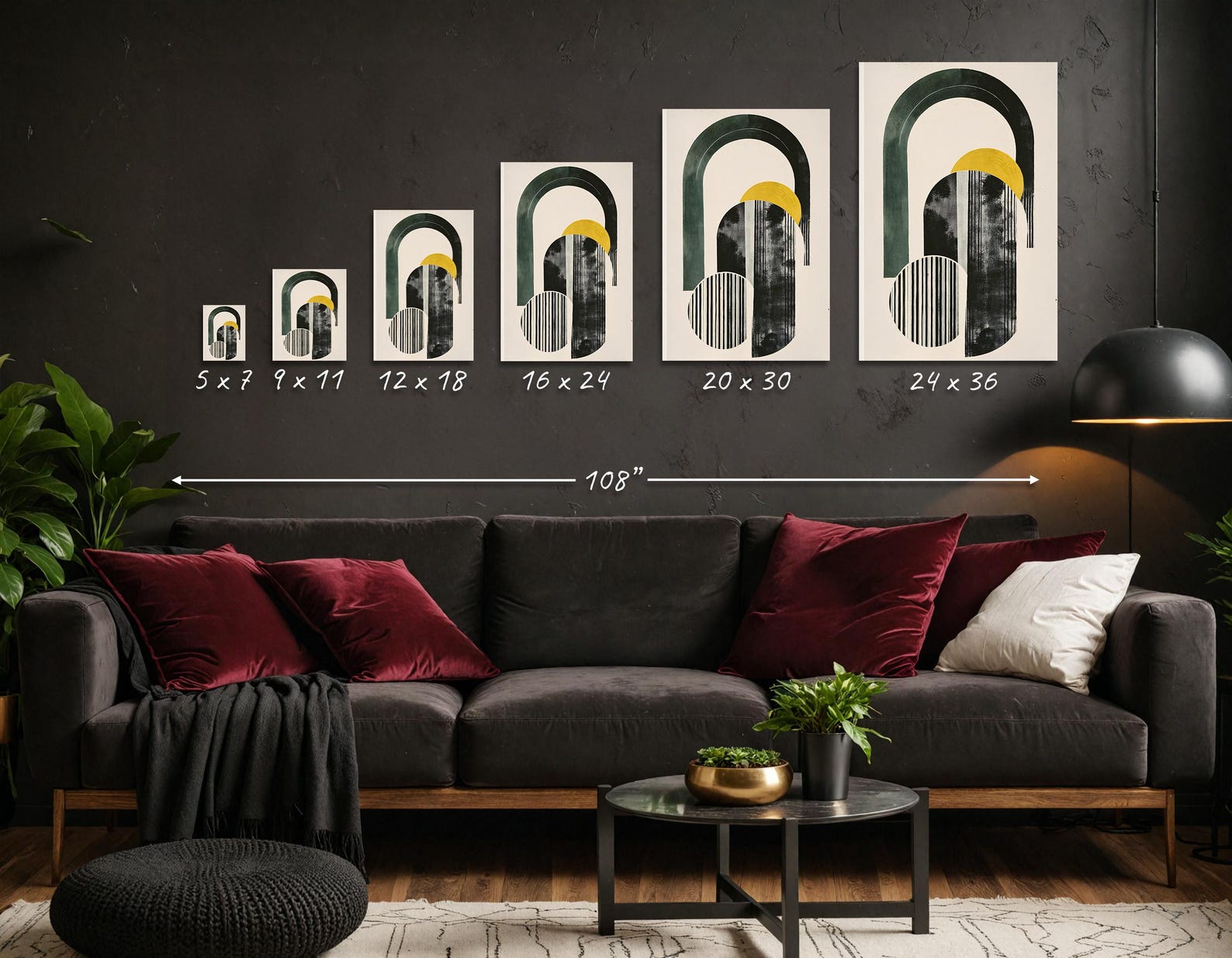 Curated visual reference: Visual Reference: Modern Abstract Art Print Bold Geometric Poster In Black Green