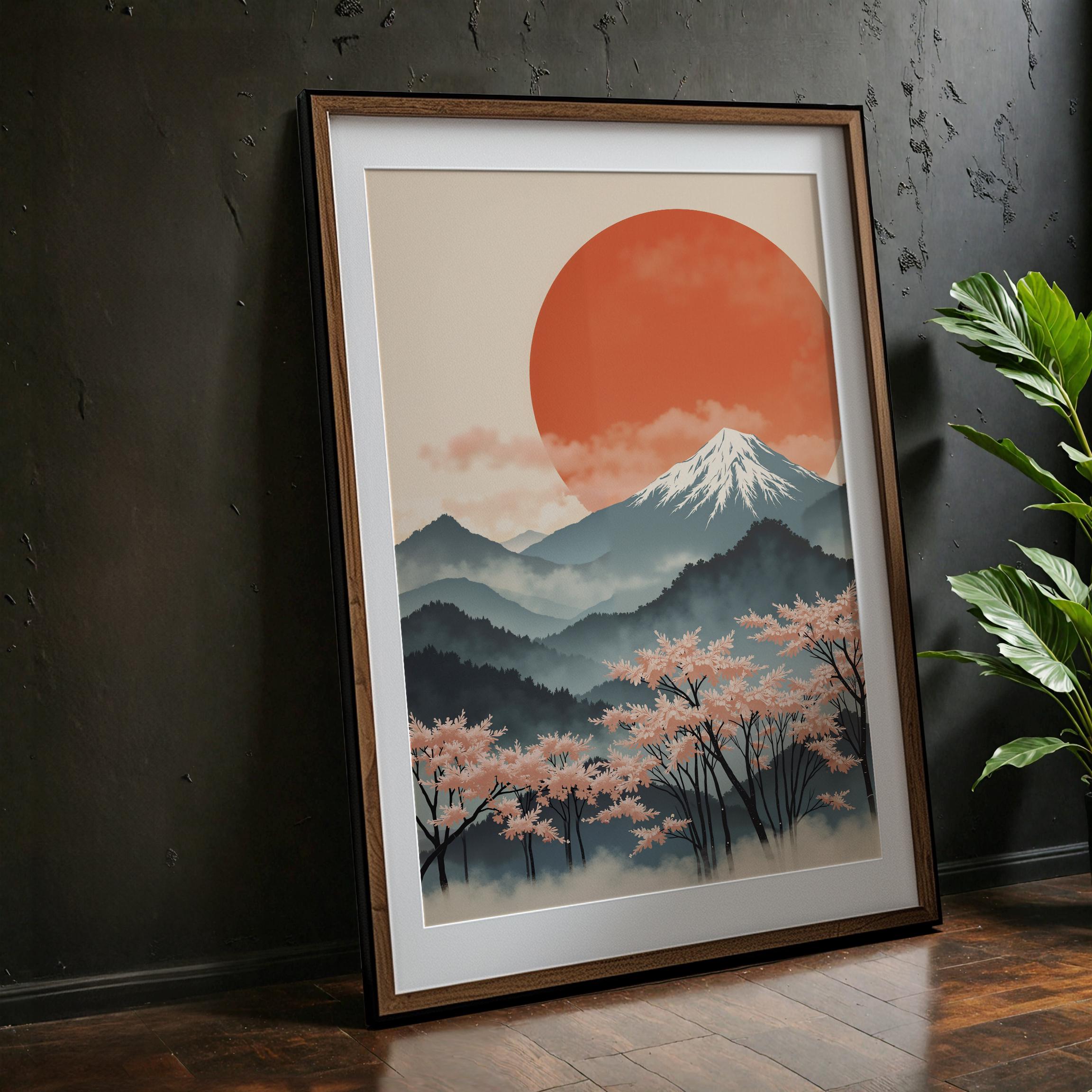 Japanese Red Sun Mountain Digital Download - Etsy