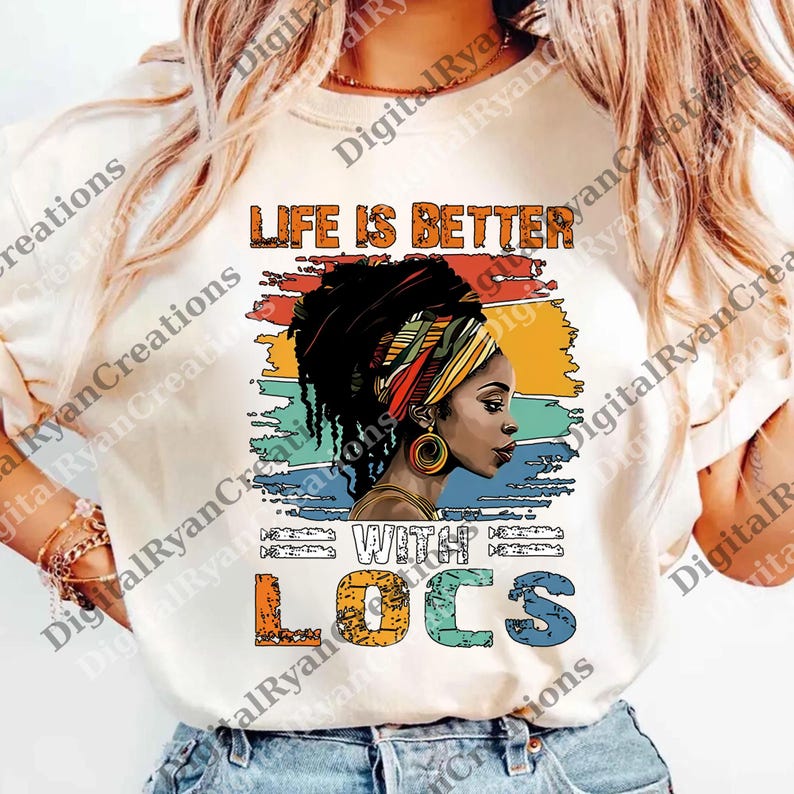 Life is Better With Locs Digital File, Dreadlocks Trendy Png, Black ...