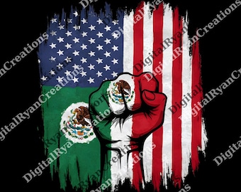 Mexico American Flag Unity png, Mexican Pride Fist Graphic png, png, For Men, For Women