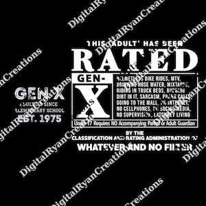 Gen X This Adult Has Been Rated Pocket Custom png, Generation X Graphic png, Gen X Vintage png, Funny Sarcastic, Trendy png