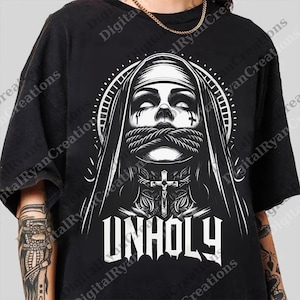 Unholy Nun png, Funny Horror Choked Up Unholy Nun Satan Baphomet Gothic Digital File, Nun png, Unholy png, Dark nun png