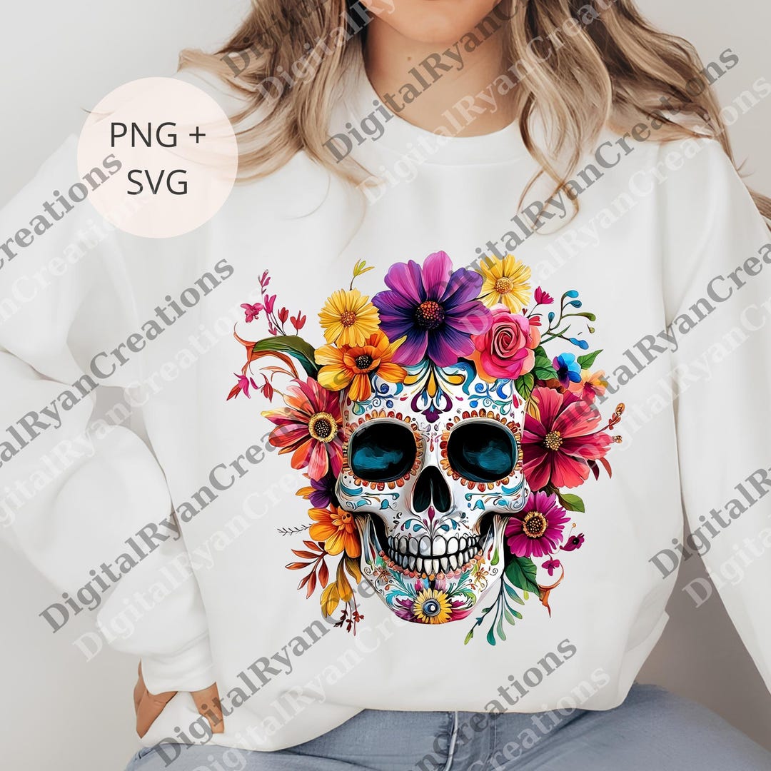 Colorful Sugar Skull Png, Dia De Los Muertos Png, Day of the Dead Png ...