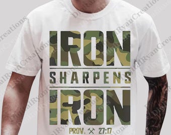 Iron Sharpens Iron Christian Digital, Mens Iron Sharpens Iron Proverbs Bible png, Christian Dad Faith png Cross Gift, Christian png