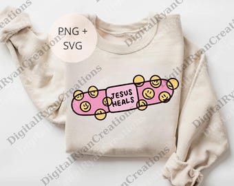 Jesus Heals png, Christian png, Inspirational Digital Download, Religious png, Faith png, Band-aid Jesus Heals