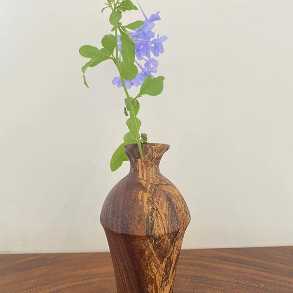 Handmade Wooden vase sculpture Personalized Anniversary gift natural home decor Anniversary gift wood vase flowers