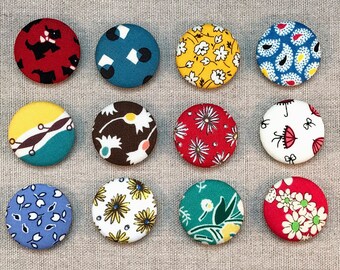 Fabric Button Magnets - Set of 12 - Reproduction Feedsack Fabrics 3