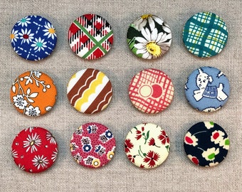 Fabric Button Magnets - Set of 12 - Reproduction Feedsack Fabrics 4