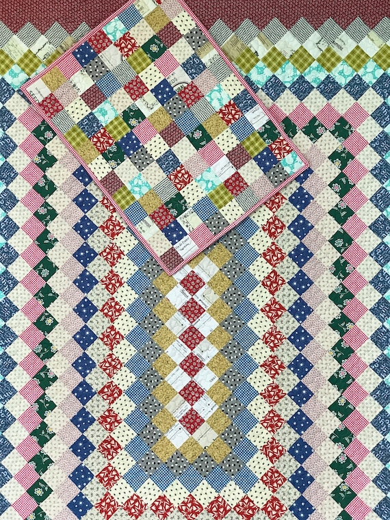 Handmade Twin Quilt and Pillow Sham Set – Vintage Feed Sack Look