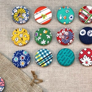 Fabric Button Magnets Set of 12 Reproduction Feedsack Fabrics 9 image 2