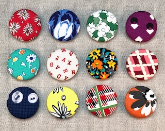 Fabric Button Magnets - Set of 12 - Reproduction Feedsack Fabrics 10