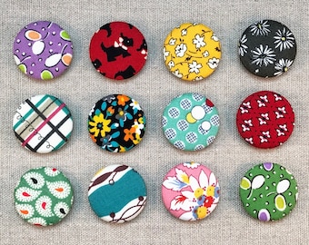 Fabric Button Magnets - Set of 12 - Reproduction Feedsack Fabrics 7