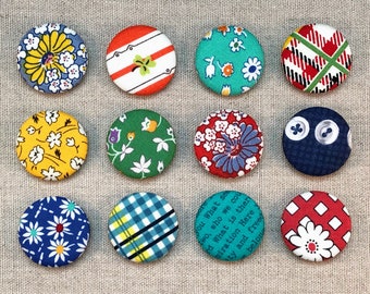 Fabric Button Magnets - Set of 12 - Reproduction Feedsack Fabrics 9