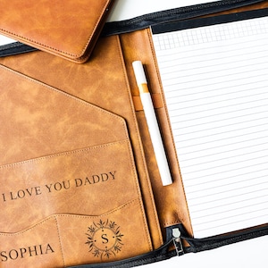 Portafolio personalizado con cremallera, portafolio recargable personalizado, portafolio de cuero personalizado, portafolio personalizado, obsequio empresarial, obsequio de doctorado.