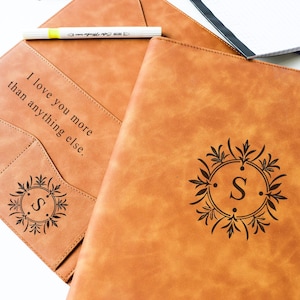 Personalized Monogrammed Leather Portfolio,Leather Padfolio for Men,Custom Portfolio,Father&#39;s Day.