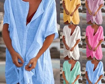 Beach Women's Swimsuit Cover-Up: Swimwear Tunic Dress, Your Casual Mini Beachwear Essential for Effortless Summer Style