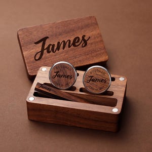 Custom Cufflinks Tie Clip Set, Cufflinks Tie Clip Box,Best Man Gift, Cuff Links Tie Clip Set, Groomsman Proposal,Birthday Gift for Him