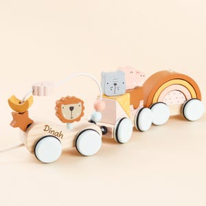 Personalized Cut Animal Wooden Train Toy Set,Name With Train,Wooden Toys,Push Along Train,Newborn Remembrance Gifts,Nursery Decor