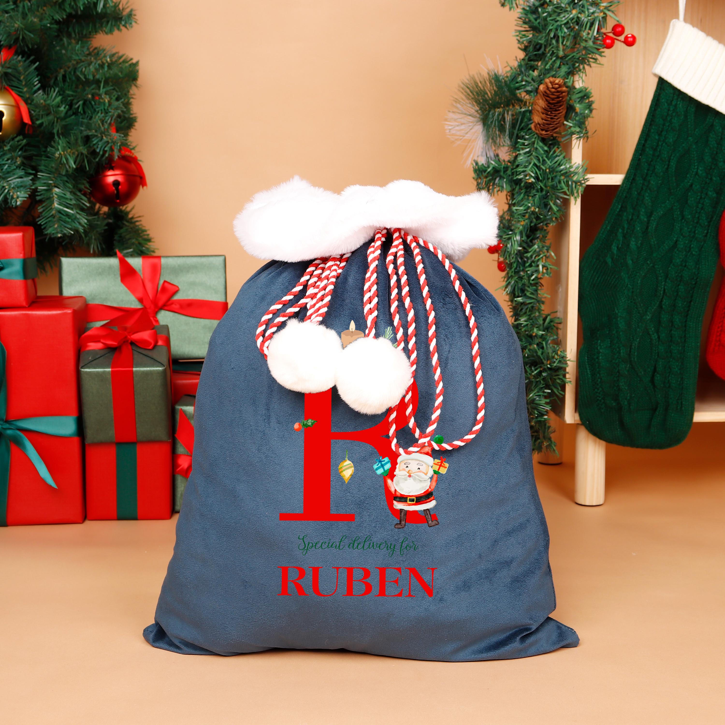 Custom Christmas Party Gift Bag, Christmas Bag with Name, Santa Sack,Velvet Santa Sack, Christmas Gift ,Christmas Eve Bag,Holiday Gift Sack