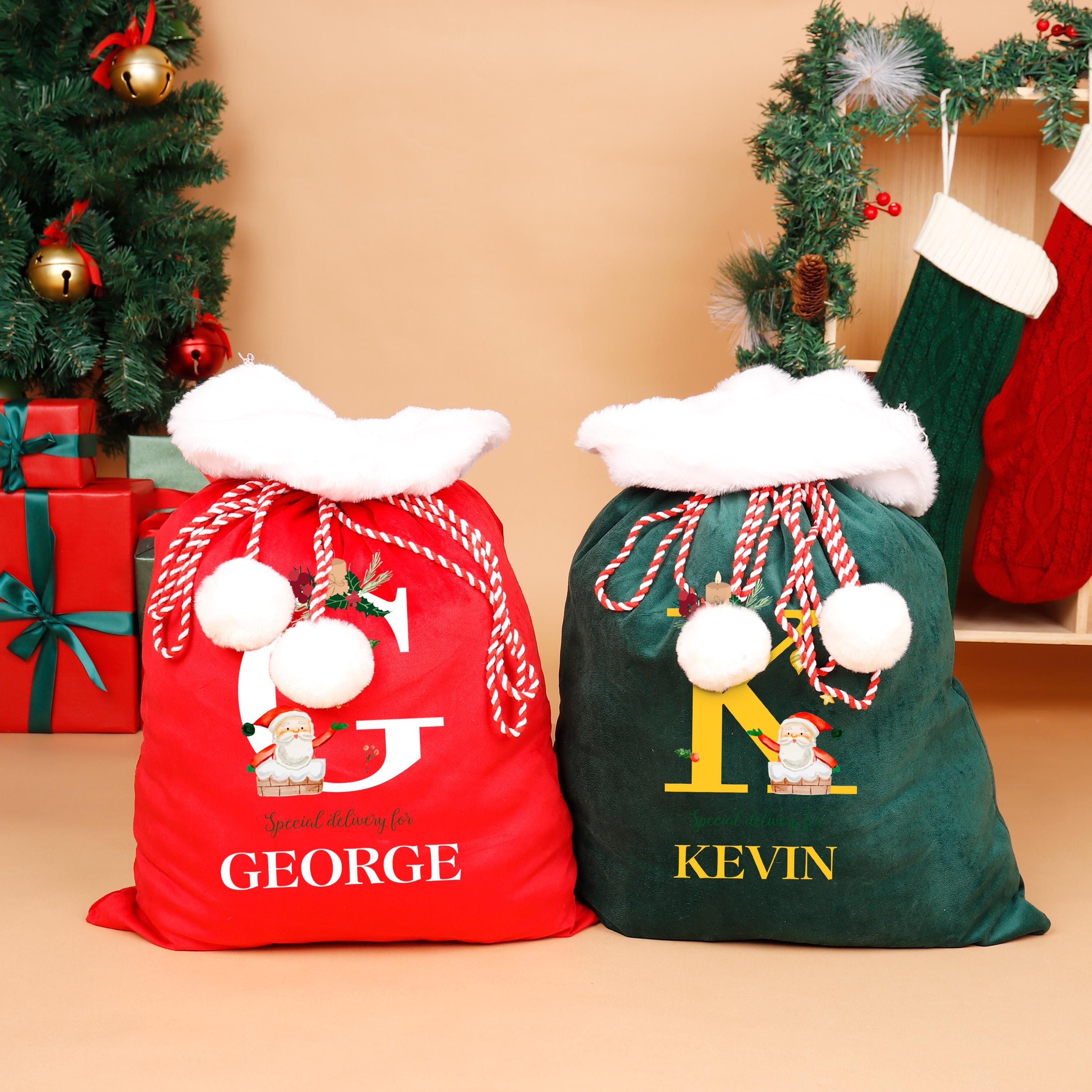 Custom Christmas Party Gift Bag, Christmas Bag with Name, Santa Sack,Velvet Santa Sack, Christmas Gift ,Christmas Eve Bag,Holiday Gift Sack