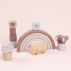 Perspnalized Rainbow Building Blocks, ,Wooden Baby Toys, Educational Stacking Toys for Kids，Building Block Set，Toddler Gift
