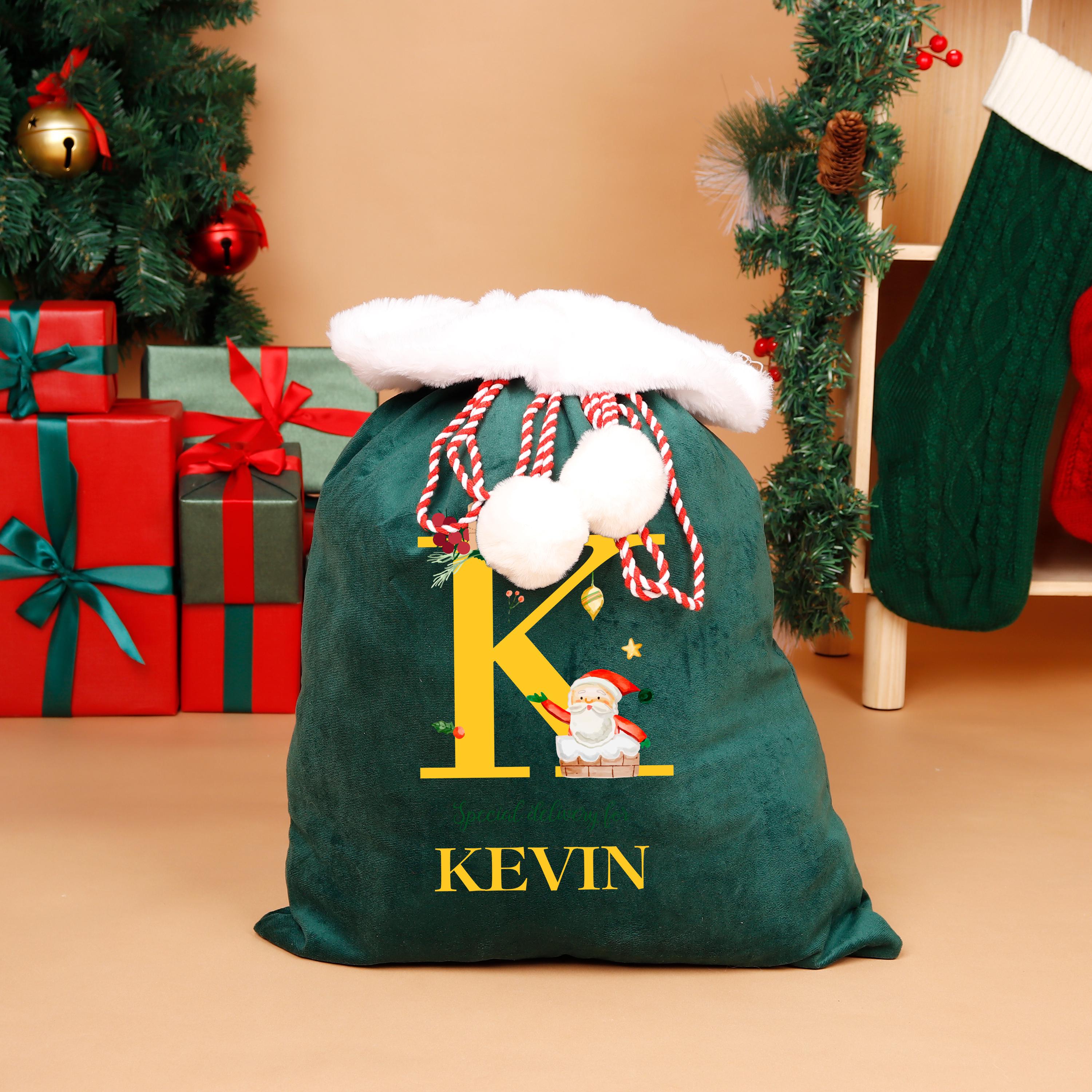 Custom Christmas Party Gift Bag, Christmas Bag with Name, Santa Sack,Velvet Santa Sack, Christmas Gift ,Christmas Eve Bag,Holiday Gift Sack