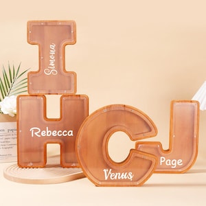 Alcancía personalizada con nombre para niños, alcancía con letras iniciales del alfabeto, paquete de alcancías con letras 3D, alcancía con letras, alcancía, alcancía, decoración para habitación infantil