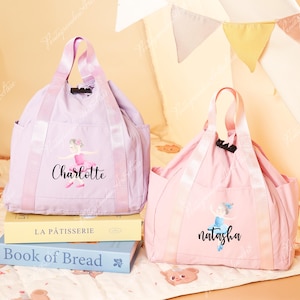 Tanztasche für Mädchen, Kinderrucksack, kleiner Ballerina-Tanzrucksack mit Mono, individueller Name Duffel Bag für kleine Ballerinas