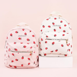 Sac à dos personnalisé aux fraises avec nom, sac à dos pour tout-petit, cartable pour enfants, cartable pour tout-petit, cartable pour tout-petit, sac à dos pour enfant
