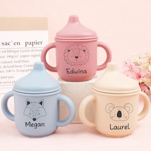 Custom Cute Animals Silicone Cup, Baby Silicone Sippy Cup, Silicone Sippy Cup, Engraved Name Sippy Cup, Toddler Cup, Baby Gift, Baby Tumbler