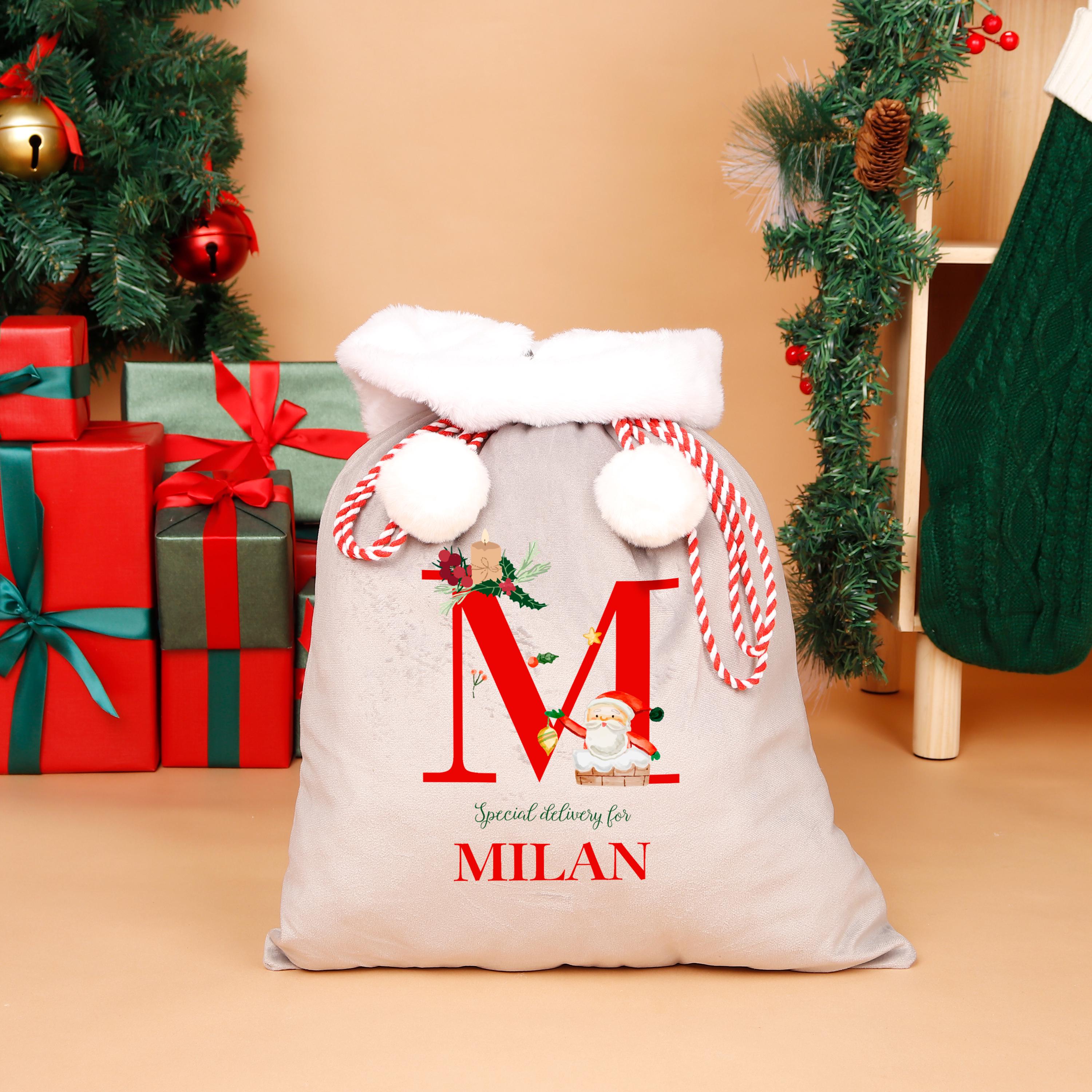Custom Christmas Party Gift Bag, Christmas Bag with Name, Santa Sack,Velvet Santa Sack, Christmas Gift ,Christmas Eve Bag,Holiday Gift Sack