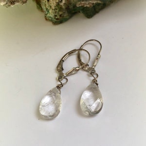 Quartz Earrings 14K Gold filled or Sterling Silver Crystal Gemstone Earrings