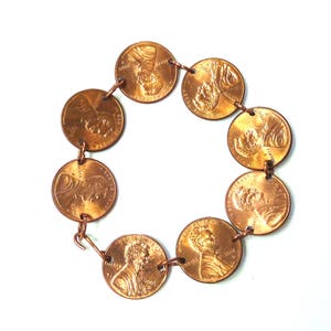 Penny Bracelet, Lincoln Cent Coin Bracelet, Solid Copper Bracelet Lucky Penny