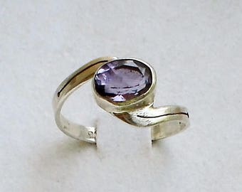 Amethyst Sterling Silver Ring, Brilliant Cut Gemstone Amethyst February Stone