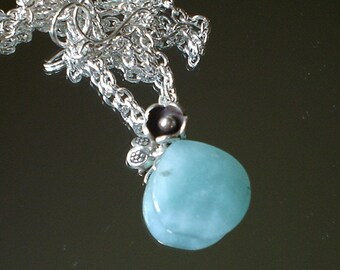 Collier pendentif chrysoprase, collier chaîne fleur tribu des collines en argent fin cadeau de Noël