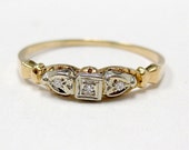 1930s Diamond Engagement Ring 14K Gold Heart Wedding Ring