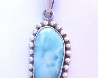 Larimar Pendant Caribbean Domenic Pawn Sterling Silver Blue Larimar Large Pendant