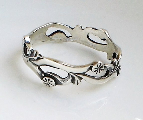 Sterling Silver Band Ring Dandelion - image 2