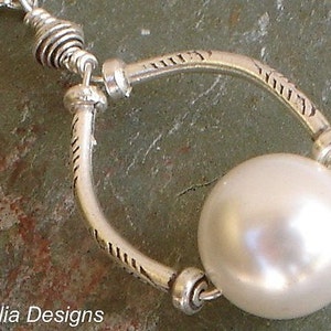 White Pearl Horseshoe Sterling Silver Pendant Chain Necklace Silver Karen Hill Tribe image 2